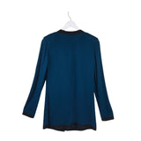 ST JOHN COLLECTION NWT$595 LONG SLEEVE DESIGNER CARDIGAN TEAL BLACK SMALL