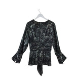 PRINT LONG SLEEVE DESIGNER TOP SILVER BLACK 10