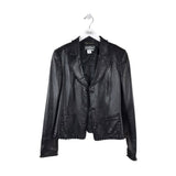 SALVATORE FERRAGAMO RET$5000+ BEADED LEATHER DESIGNER JACKET BLACK 12