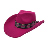 C.C WESTERN FELT AZTEC RIBBON BAND HAT HOT PINK