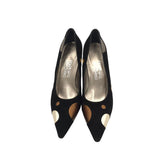 FERRAGAMO SUEDE GOLD DOTS SHOES BLACK 10