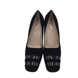 CHANEL VINTAGE SUEDE PUMPS LUXE SHOES BLACK 41