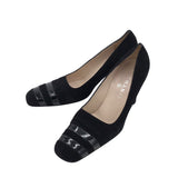 CHANEL VINTAGE SUEDE PUMPS LUXE SHOES BLACK 41