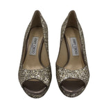 JIMMY CHOO GLITTER PLATFORM PUMPS DESIGNER SHOES GOLD 36