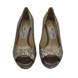 JIMMY CHOO GLITTER PLATFORM PUMPS DESIGNER SHOES GOLD 36