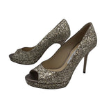 JIMMY CHOO GLITTER PLATFORM PUMPS DESIGNER SHOES GOLD 36
