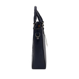 PATRICIA NASH TOOLED LEATHER SATCHEL HANDBAG NAVY 14x14x3