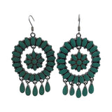 CIRCLE DANGLE EARRINGS TURQUOISE SILVER