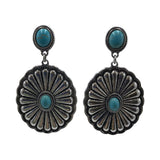 CONCHO DANGLE EARRINGS TURQUOISE SILVER