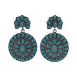 CONCHO DANGLE EARRINGS SILVER TURQUOISE