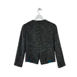 ANN TAYLOR TWEED LONG SLEEVE BLAZER TEAL BROWN 2