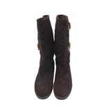 COACH MONOGRAM FUR LINED BOOTS BROWN 7.5B