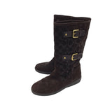 COACH MONOGRAM FUR LINED BOOTS BROWN 7.5B