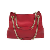 GUCCI PEBBLED LEATHER SOHO TOTE LUXE HANDBAG RED 18x18x6