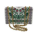 TORY BURCH CHAIN CROSSBODY FLORAL HANDBAG WHITE PINK 8.5x5.5x3