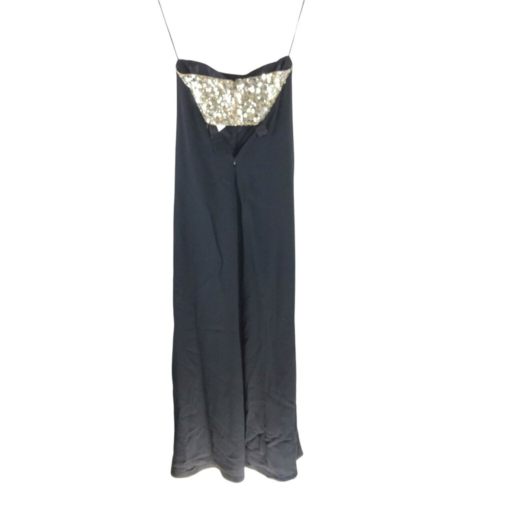 VICTORIA BECKHAM MAXI SEQUIN BACK STRAPLESS FORMAL BLACK GOLD 4