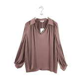LAFAYETTE 148 LONG SLEEVE DESIGNER TOP TAUPE X LARGE