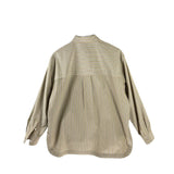 BANANA REPUBLIC STRIPE LONG SLEEVE BLOUSE TAN NAVY MEDIUM