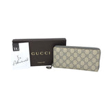 GUCCI ZIP AROUND GG SUPREME LUXE WALLET TAUPE