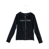 BEBE ZIPPER HOODIE JACKET BLACK LARGE