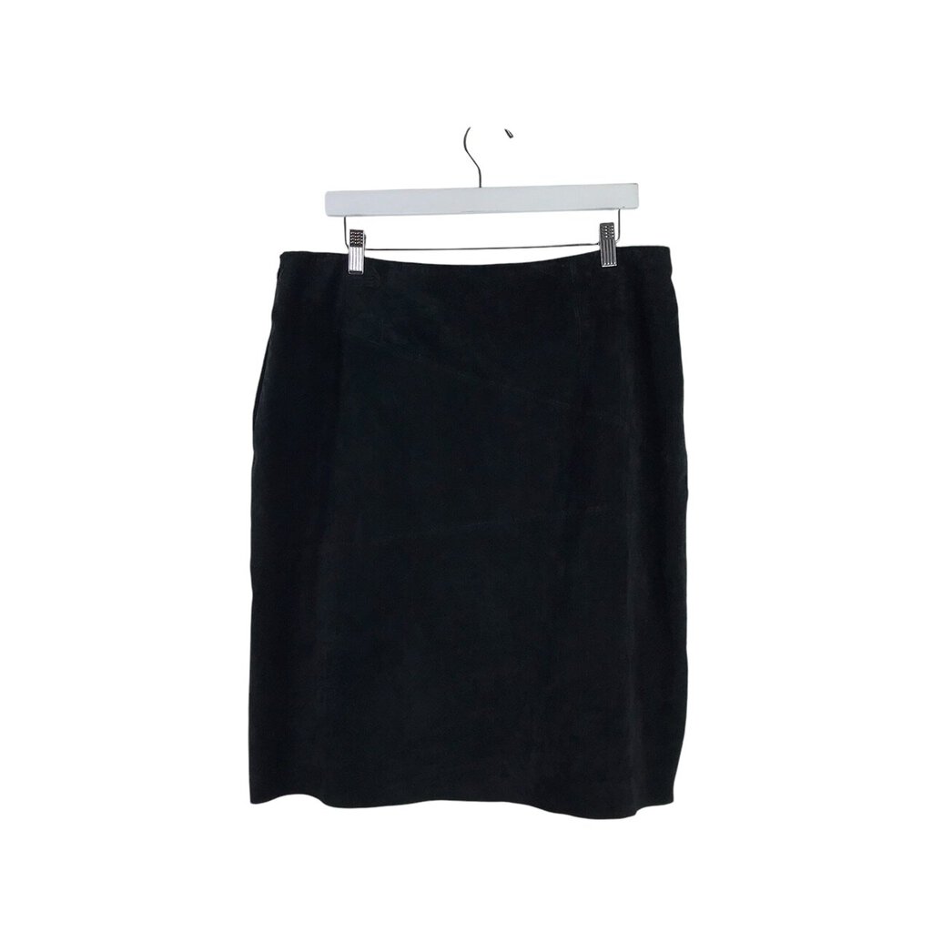 SUEDE LEATHER PENCIL DESIGNER SKIRT BLACK 16