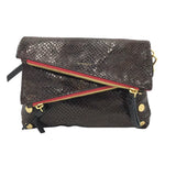 HAMMITT RET$395 SNAKE PRINT HANDBAG BROWN 7x9x2