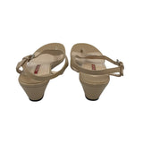 PRADA LEATHER THONG T-STRAP SANDALS LUXE SHOES BEIGE 37