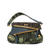 HAMMITT VELVET LACE CROSSBODY HANDBAG GREEN BLACK 12x10x2
