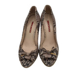 PRADA SNAKESKIN CORK WEDGE DESIGNER SHOES BEIGE 37.5