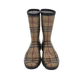 BURBERRY HAYMARKET RAIN BOOTS LUXE SHOES BLACK/BEIGE 36