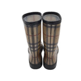 BURBERRY HAYMARKET RAIN BOOTS LUXE SHOES BLACK/BEIGE 36