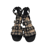 PRADA GLADIATOR LEATHER SANDALS LUXE ACCESSORIES BLACK 36