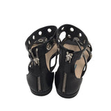 PRADA GLADIATOR LEATHER SANDALS LUXE ACCESSORIES BLACK 36