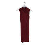 GUCCI VINTAGE COWL SLEEVELESS DESIGNER DRESS MAROON SMALL