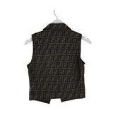 FENDI 2000'S ZUCCA VEST LUXE BLOUSE BROWN BLACK 38