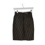 FENDI 2000'S ZUCCA PENCIL LUXE SKIRT BROWN BLACK 40