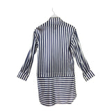 BURBERRY SILK/COTTON BEND STRIPE LONG SLEEVE DESIGNER DRESS WHITE BLUE 6