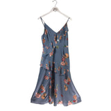 KEEPSAKE FLORAL MAXI DESIGNER DRESS BLUE PINK LARGE