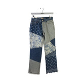 ALICE + OLIVIA RET$440 HIGH RISE FRINGE DESIGNER JEANS BLUE WHITE 24