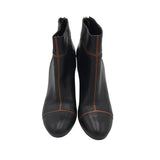 TORY BURCH LEATHER WEDGE BOOTIE BOOTS BLACK BROWN 10M