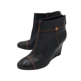 TORY BURCH LEATHER WEDGE BOOTIE BOOTS BLACK BROWN 10M