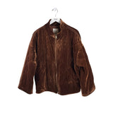 AVEC LES FILLES VELOUR QUILTED ZIP JACKET BROWN LARGE
