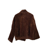 AVEC LES FILLES VELOUR QUILTED ZIP JACKET BROWN LARGE