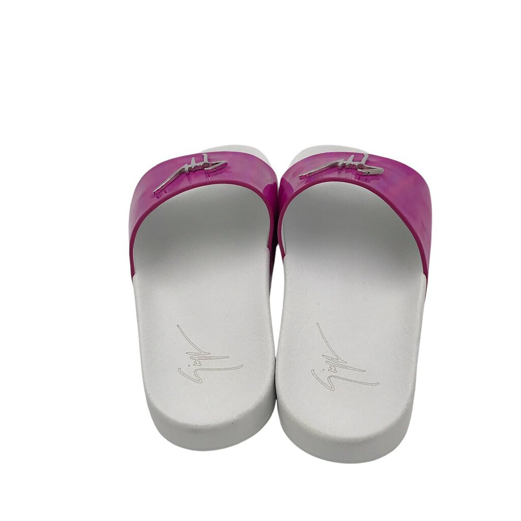 KURT GEIGER METALLIC POOL SLIDE SHOES PINK WHITE 8