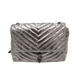REBECCA MINKOFF RET$248 LEATHER CLASP CROSSBODY HANDBAG SILVER BLACK 13x18x4