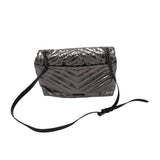 REBECCA MINKOFF RET$248 LEATHER CLASP CROSSBODY HANDBAG SILVER BLACK 13x18x4