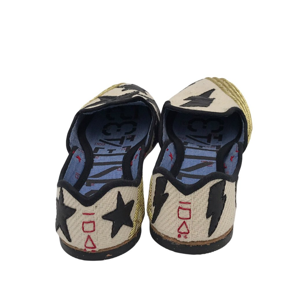 ONE432 RET$285 SLIP ON STARS SHOES BLACK GOLD 7