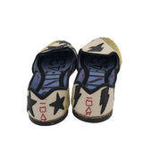 ONE432 RET$285 SLIP ON STARS DESIGNER SHOES BLACK GOLD 7