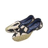 ONE432 RET$285 SLIP ON STARS DESIGNER SHOES BLACK GOLD 7