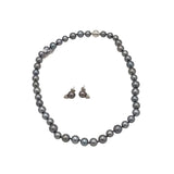 18K WHITE GOLD "TAHITIAN PEARL" SET LUXE JEWELRY GREY